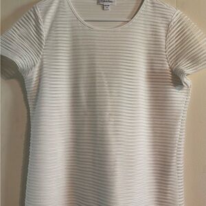 Calvin Klein Women's Cream Textured Short Sleeve Top